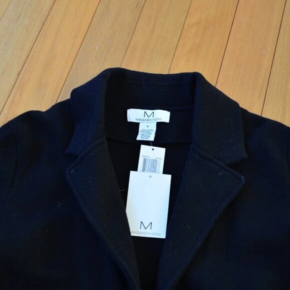 MAGASCHONI Black Open Front Jacket Cardigan Wool Blend Size S NWT Black - Picture 5 of 8